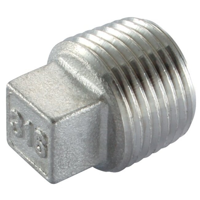 RVS FITWERK - RVS AISI-316 - PLUG - HOL/VIERKANT - BSPT MALE