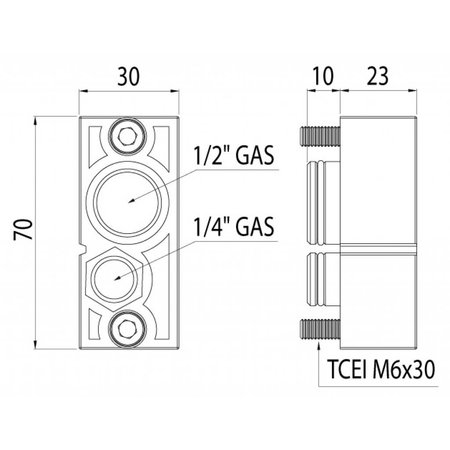 Sicomat EINDSTUK LINKS 1/2" EN 1/4"