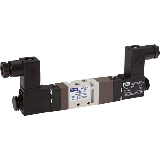 5/3 weg magneetventiel 1/2'' - middenpositie ontlucht