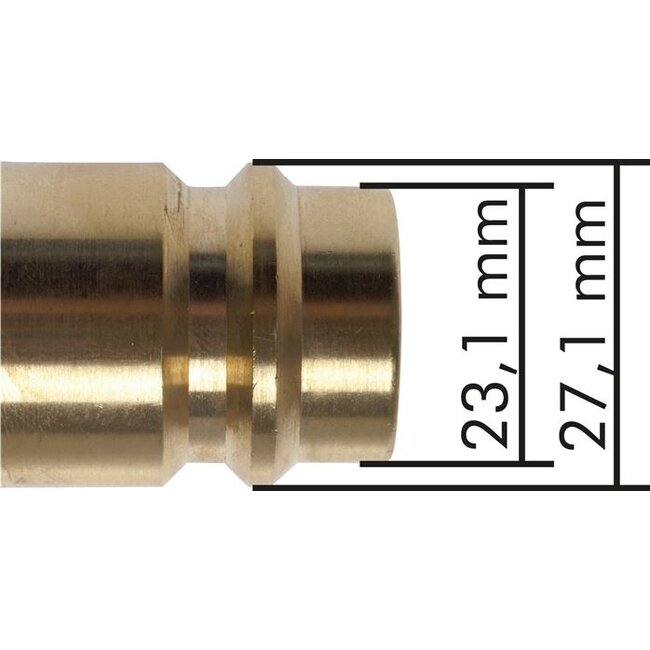 Insteeknippel  NW19 | Messing vernikkeld | BI-draad | 8000 l/min
