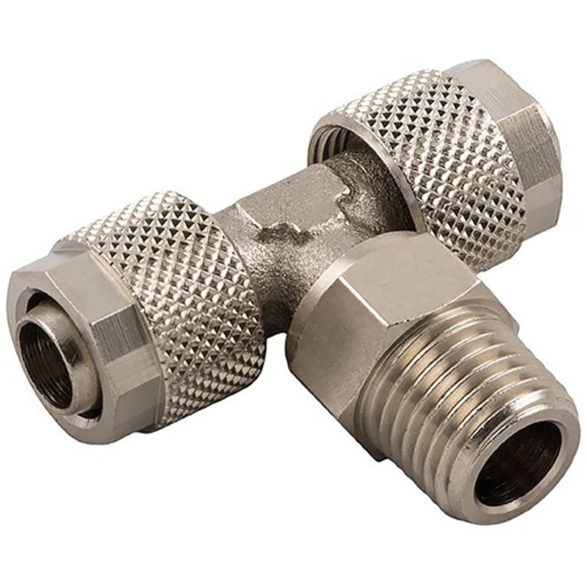 AIGNEP - opsteekkoppeling - messing vernikkeld -  Tee inschroef - BSPT male  - draaibaar