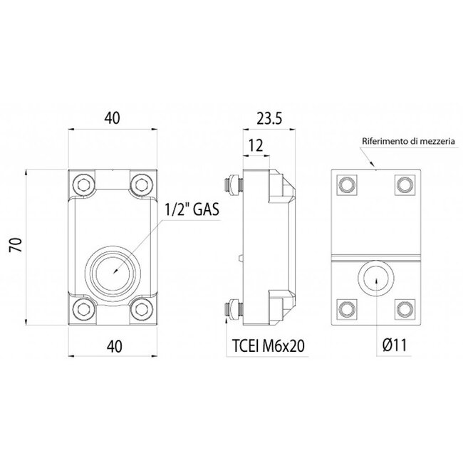 AANSLUITBLOK 1/2" OP Ø 16