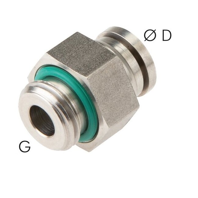 RVS  PUSH-IN  RECHTE INSCHROEF MET O-RING