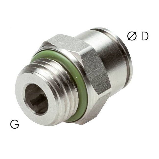 RVS  PUSH-IN  RECHTE INSCHROEF MET O-RING