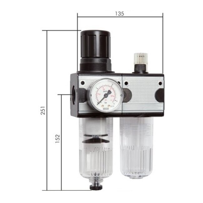 PERSLUCHTVERZORGING BV-2 F/R+L | CONSENSAATAFTAP HALF-AUTOMATISCH