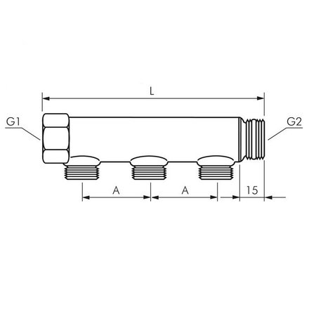 PROFI-PRODUCT VERDEELBUIS MESSING 2 x 2