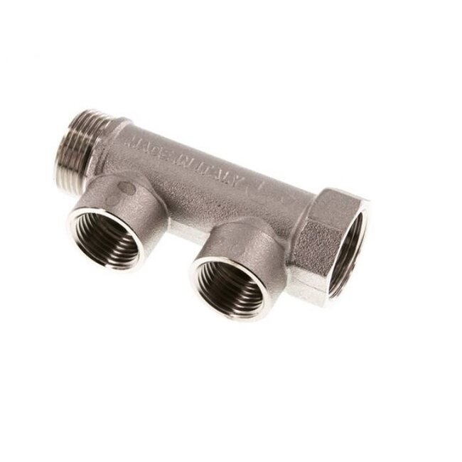 VERDEELBUIS MESSING VERNIKKELD 2 x 2 | BI-draad