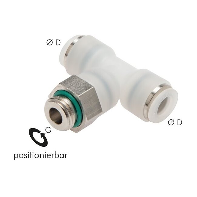 PVDF  PUSH-IN T-STUK INSCHROEF MET O-RING