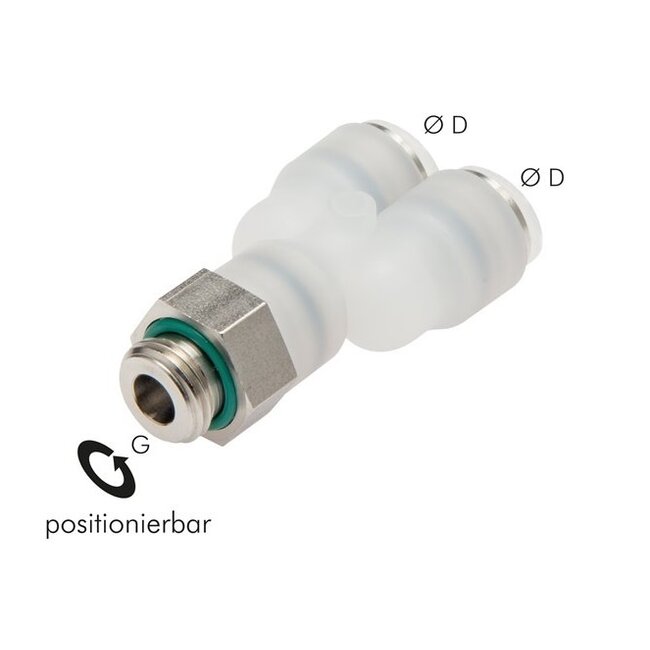 PVDF  PUSH-IN Y-STUK INSCHROEF MET O-RING