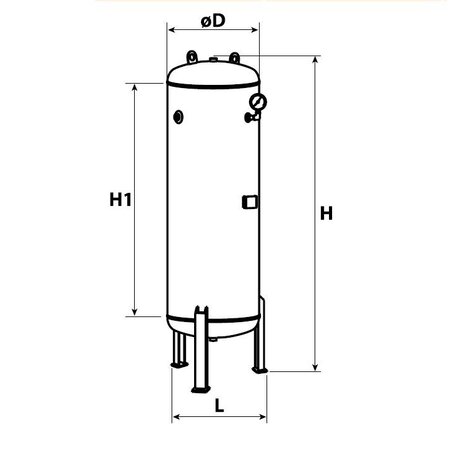 COMPRAG PERSLUCHTKETEL-RV1000-P-11 GRIJS -1.000 LITER/11 BAR