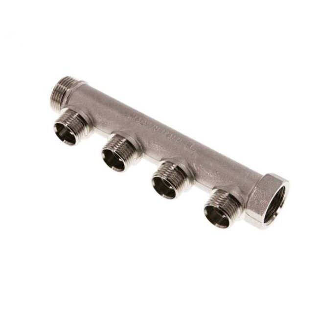 VERDEELBUIS MESSING VERNIKKELD 4 x 2 | BU-draad