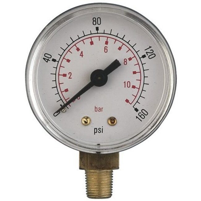 Manometers - onderaansluiting Male 3/8" - Ø 100 mm ABS kast