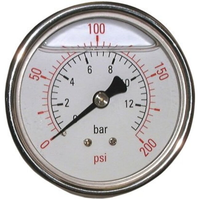 Glycerine manometers - Male 1/4" - Ø 63 mm RVS kast