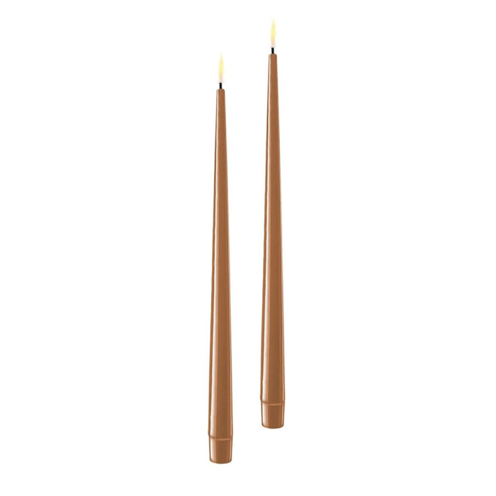 Deluxe Homeart Deluxe Homeart Led Kaars Caramel Real Flame Shiny Diner Candle 2,2 x 38 cm