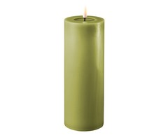 Deluxe Homeart Led Kaars Olive Green 7,5 x 20 cm