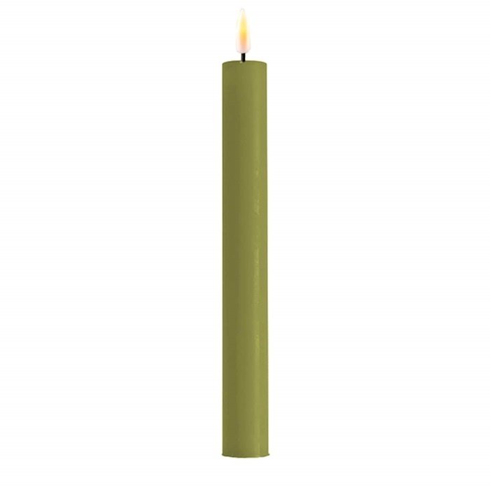 Deluxe Homeart Deluxe Homeart Led Kaars Olive Green Real Flame Diner Candle 2,2 x 24 cm