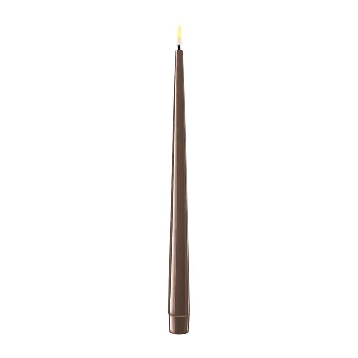 Deluxe Homeart Deluxe Homeart Led Kaars Mocca Real Flame Shiny Diner Candle 2,2 x 28 cm