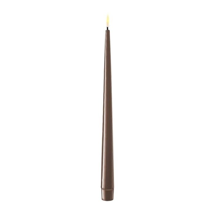 Deluxe Homeart Deluxe Homeart Led Kaars Mocca Real Flame Shiny Diner Candle 2,2 x 28 cm