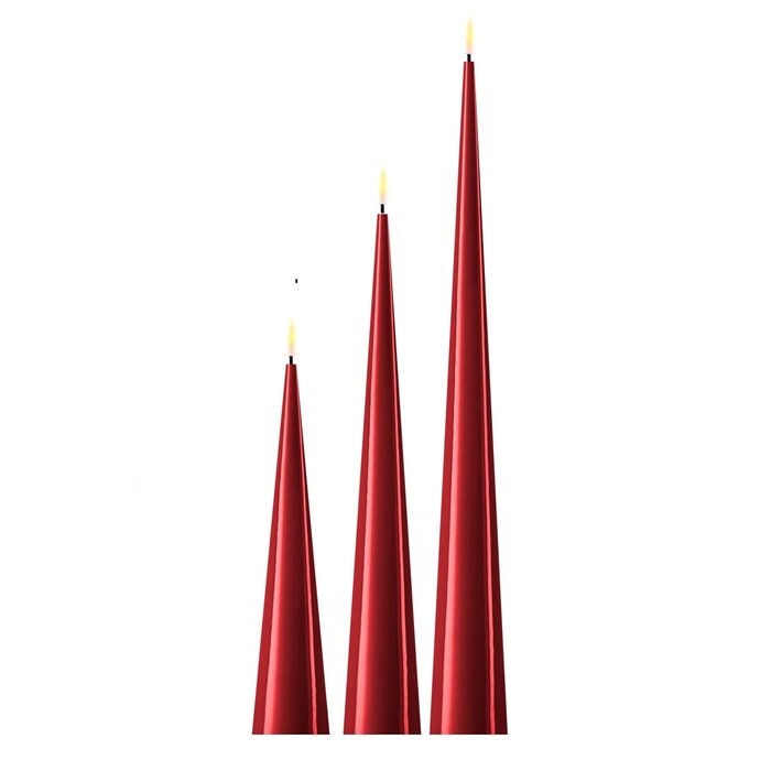 Deluxe Homeart Deluxe Homeart Led Kaars Bourgogne Red Cone Shaped 5 x 28 cm