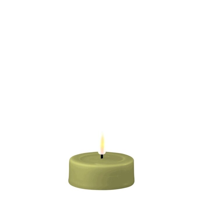 Deluxe Homeart Deluxe Homeart Led Kaars Olive Green Real Flame Tealight 6,1 x 2,5 cm