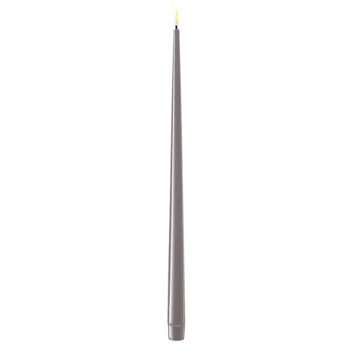 Deluxe Homeart Deluxe Homeart Led Kaars Grey Real Flame Shiny Diner Candle 2,2 x 38 cm