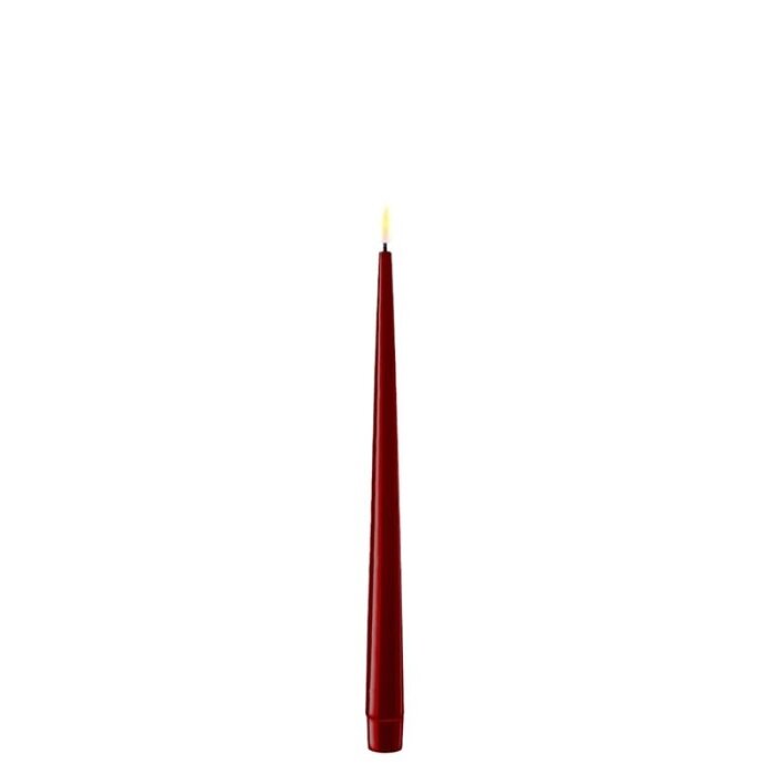Deluxe Homeart Deluxe Homeart Led Kaars Bourgogne Red Real Flame Shiny Diner Candle 2,2 x 28 cm