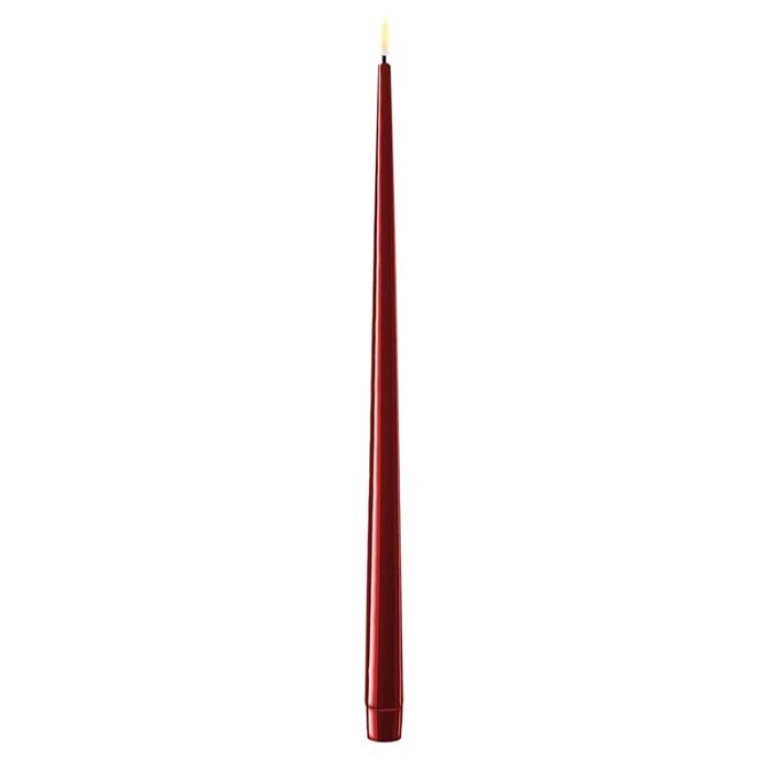 Deluxe Homeart Deluxe Homeart Led Kaars Bordeaux Real Flame Shiny Diner Candle 2,2 x 38 cm