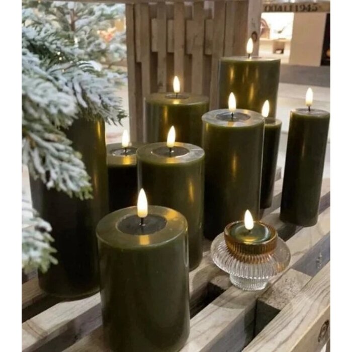 Deluxe Homeart Deluxe Homeart Led Kaars Dark Green 5 x 10 cm