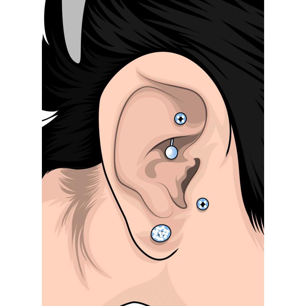 Tragus Piercing - Groen Kristalballetje