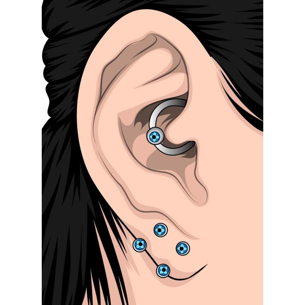 Black/Surgical Steel Conch/Nipple Ring Twisted Rope