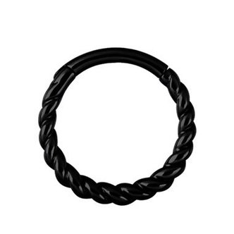 Piercings Works Zwart Chirurgisch Staal Ring - Twisted Touw