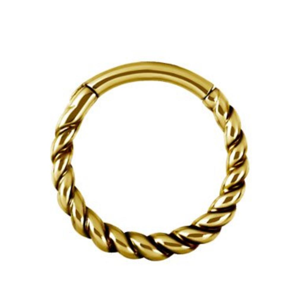 Gold Plated Piercing Ring - Twisted Rope