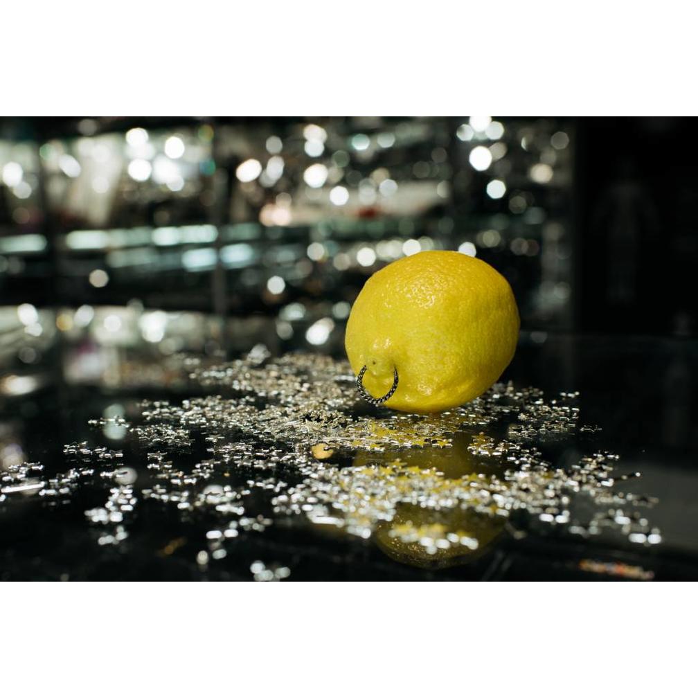 Zwart/Chirurgisch Staal Conch/Tepel Ring Twisted Touw