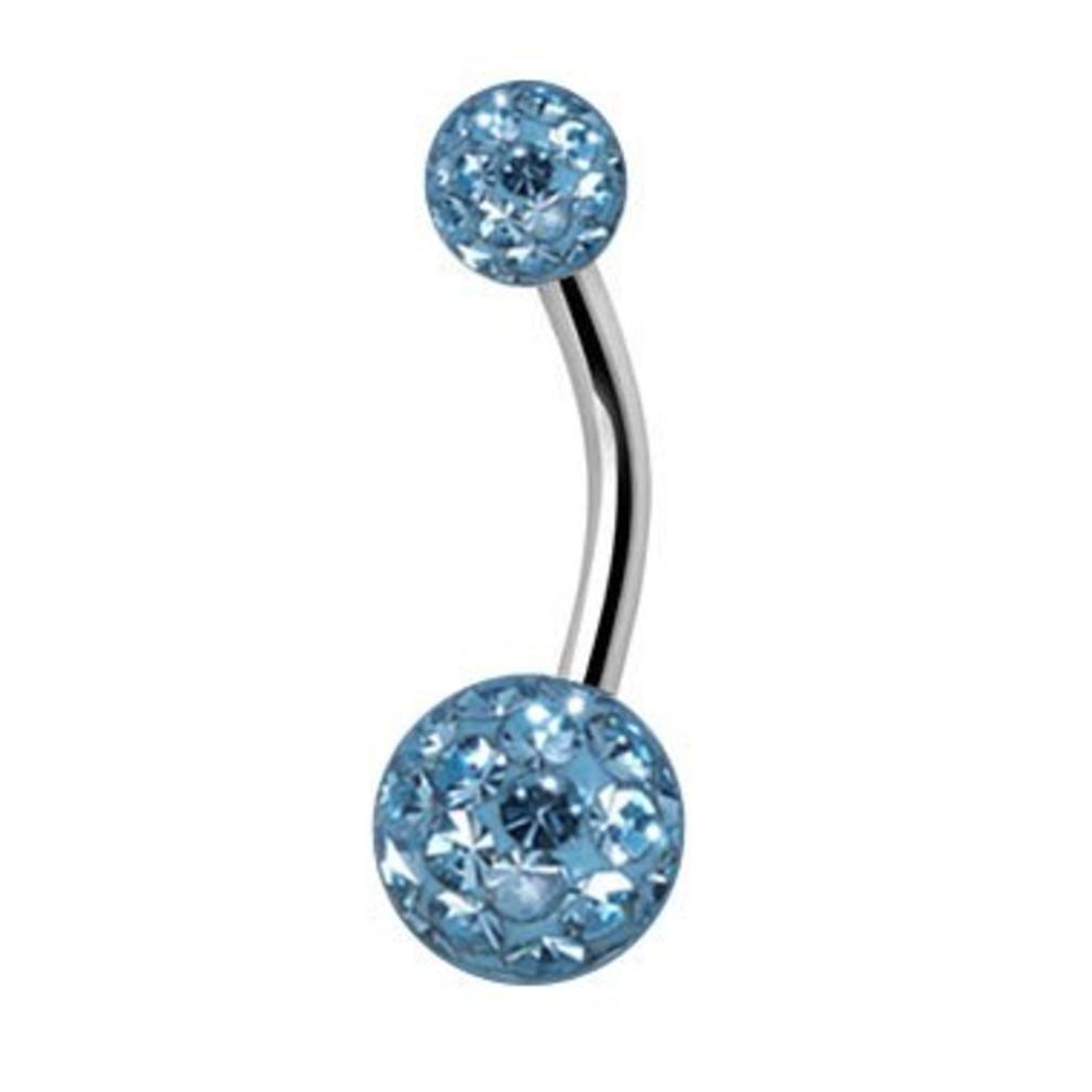 Navel Piercing enige echte met Aqua Blauw Premium Zirkonia