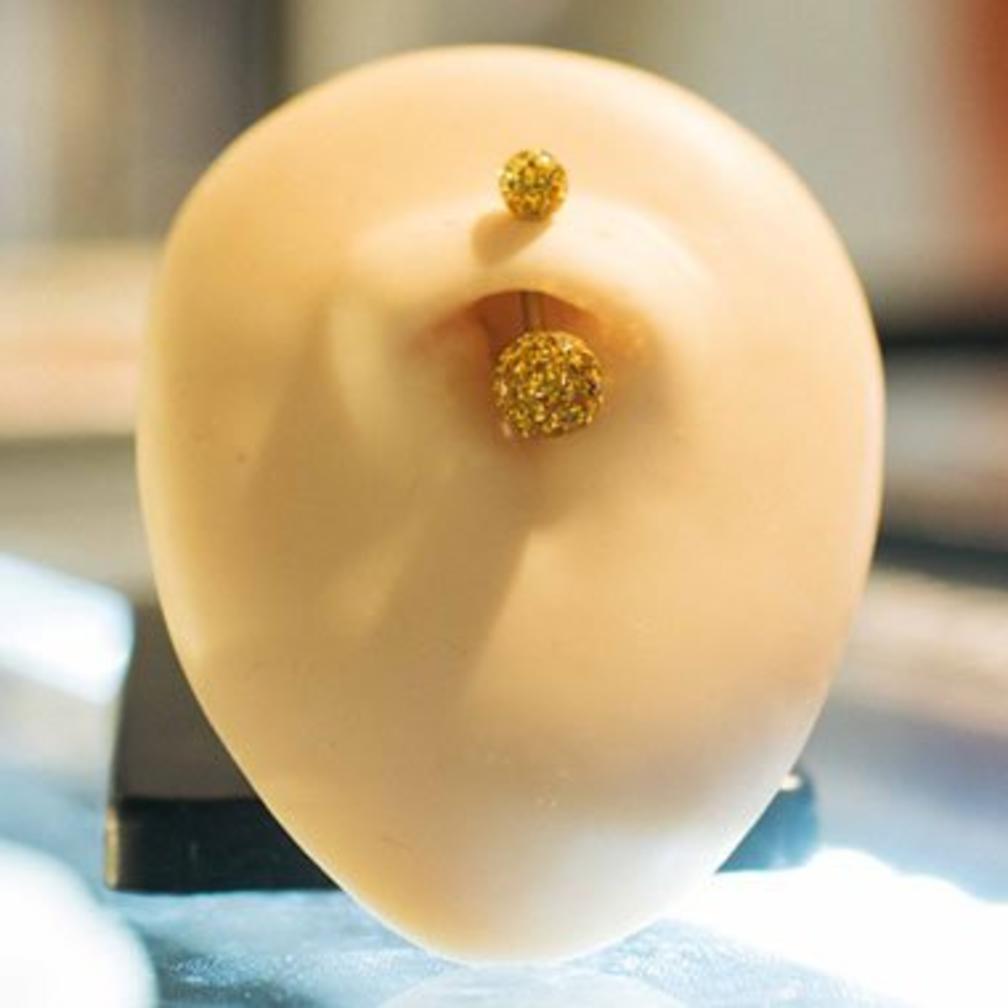 Navel Piercing enige echte met Bruin Goud  Premium Zirkonia