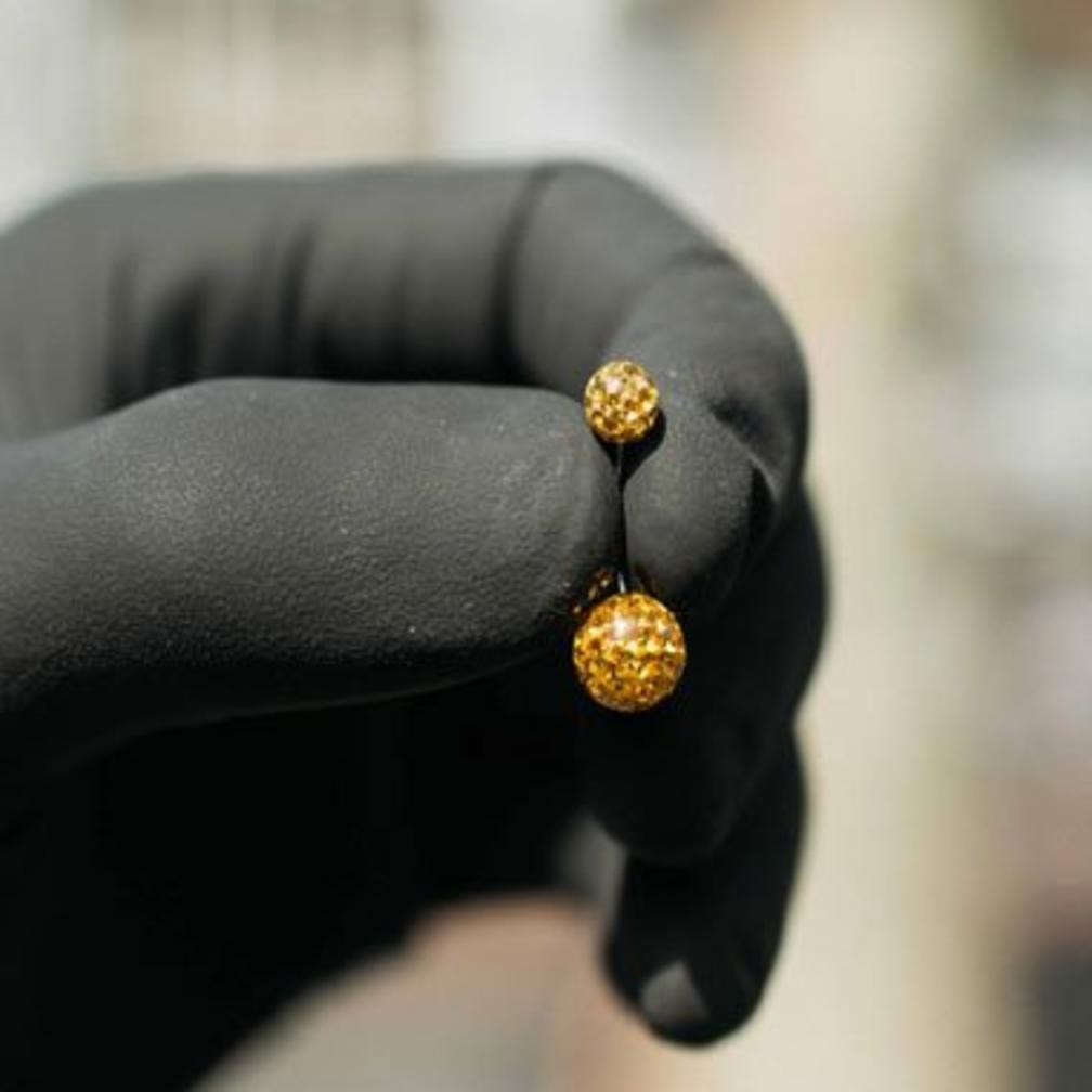 Navel Piercing enige echte met Bruin Goud  Premium Zirkonia