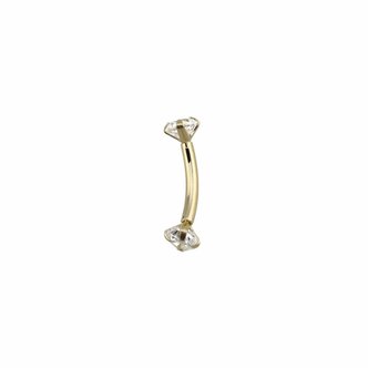 Piercings Works 14 Karaat Massief Gouden Banana Barbell - Kristalletjes
