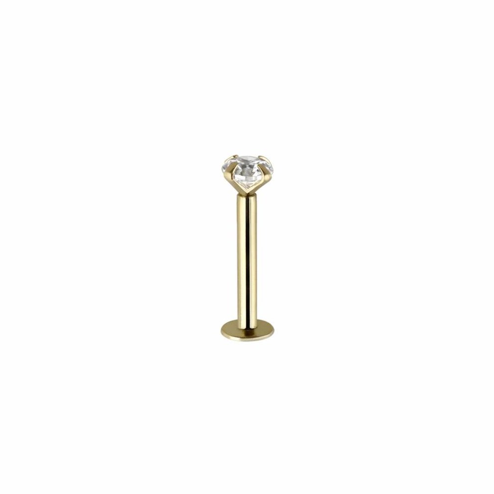 14 Karaat Massief Gouden Barbell - Kristalletje
