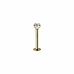 14 Karat Solid Gold Barbell - Crystal