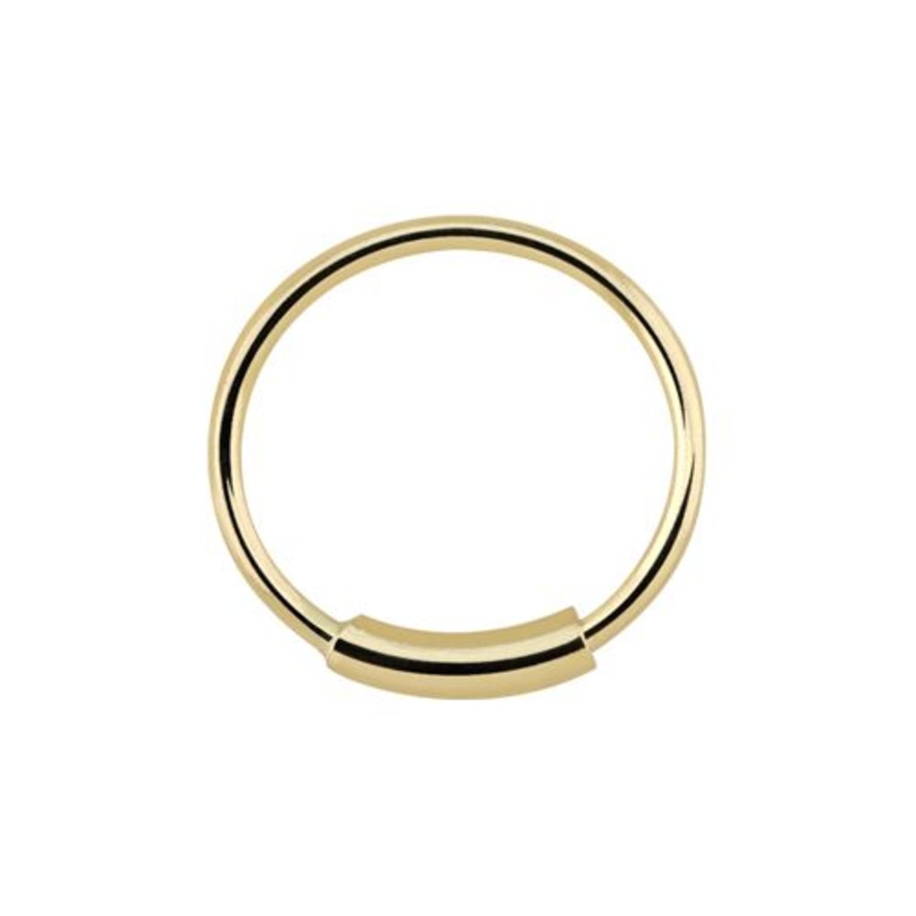 14K Gold nose piercing – a ring, clear zircons, a hinged snap fastening