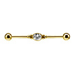 Gold Plated Industrial Barbell - Cubic Zirconia