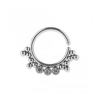 Piercings Works Surgical Steel Septum Ring - Orbs and Crystals