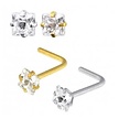 Surgical Steel Nose Stud - Square Stone
