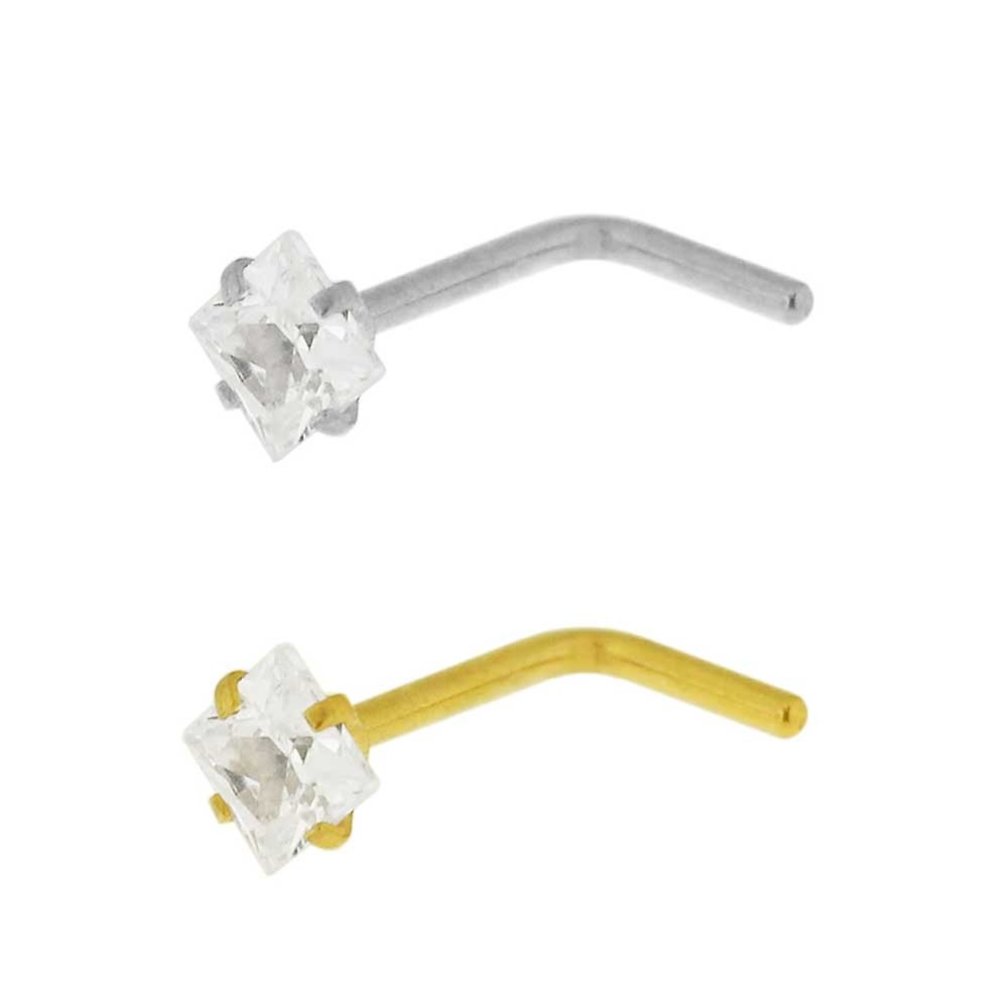 Chirurgisch Stalen Nosestud - Vierkant Kristalletje