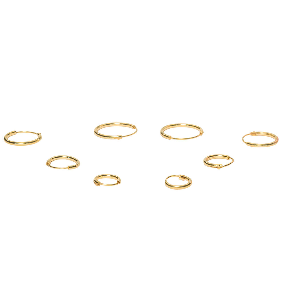Gold Plated Silver Earrings - 4 Pair Set