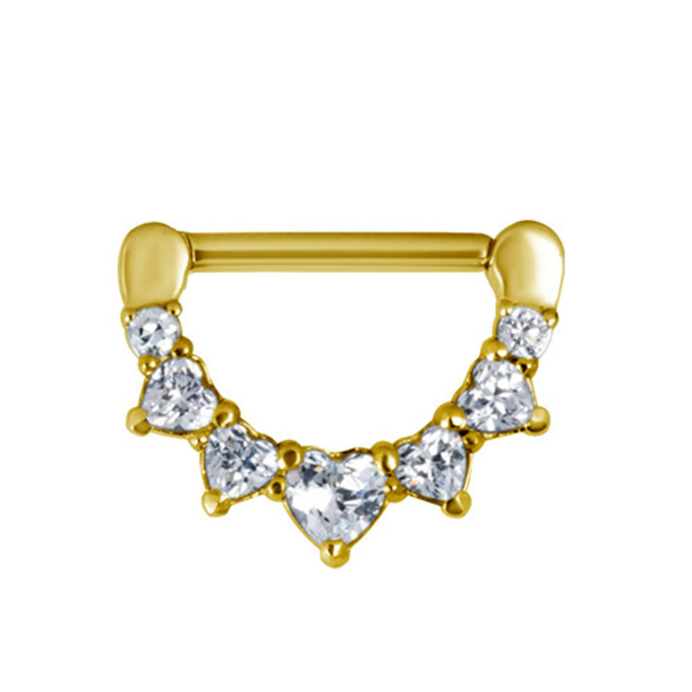 Gold Plated Nipple Clicker - Hearts