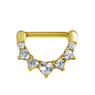 Piercings Works Gold Plated Nipple Clicker - Hearts