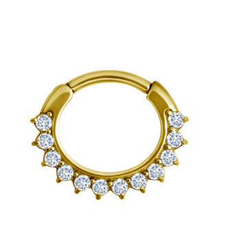 Piercings Works Vergulde Click Ring - Kristalletjes