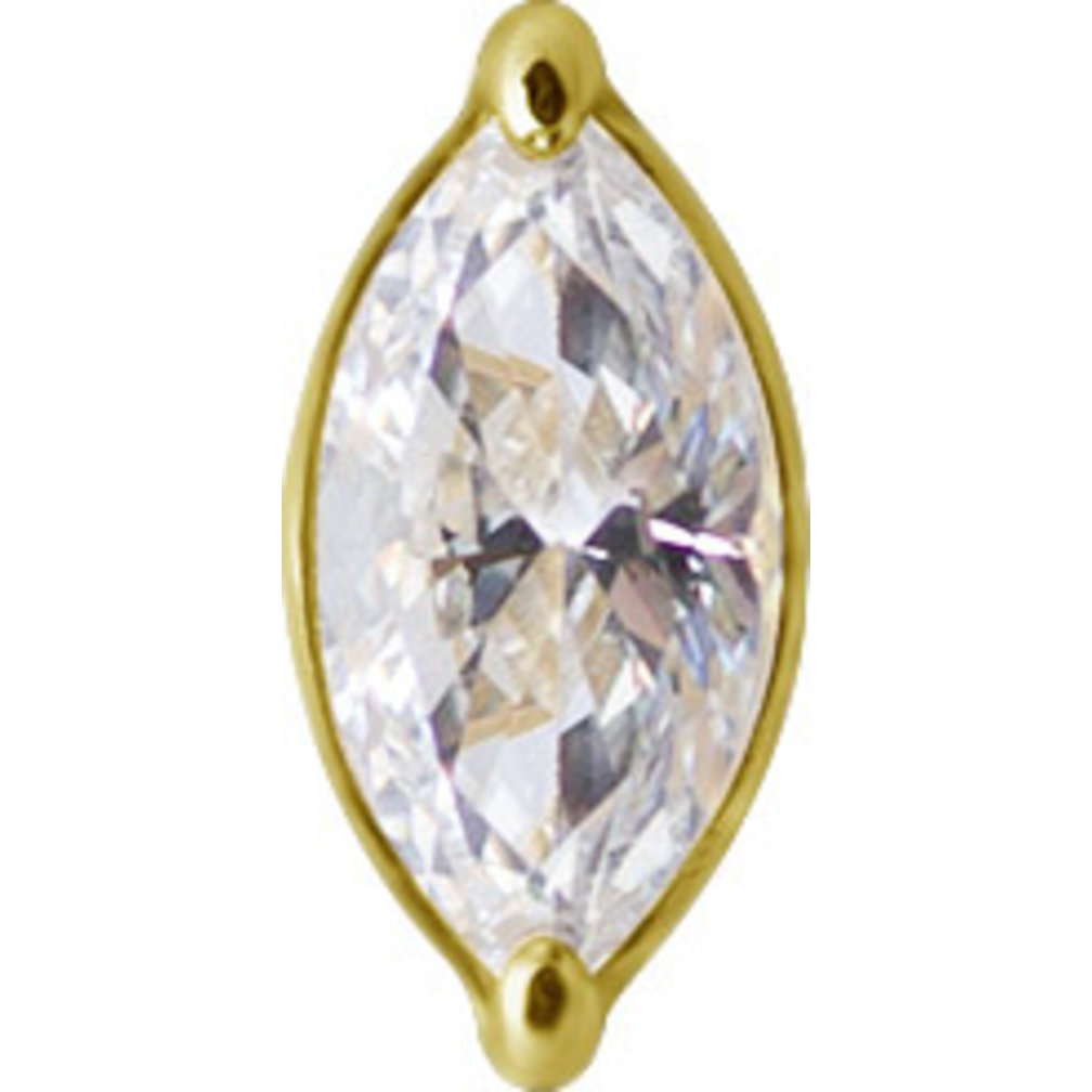 18 Karaat Gouden Oor Piercing  - Marquise  Premium Zirkonia