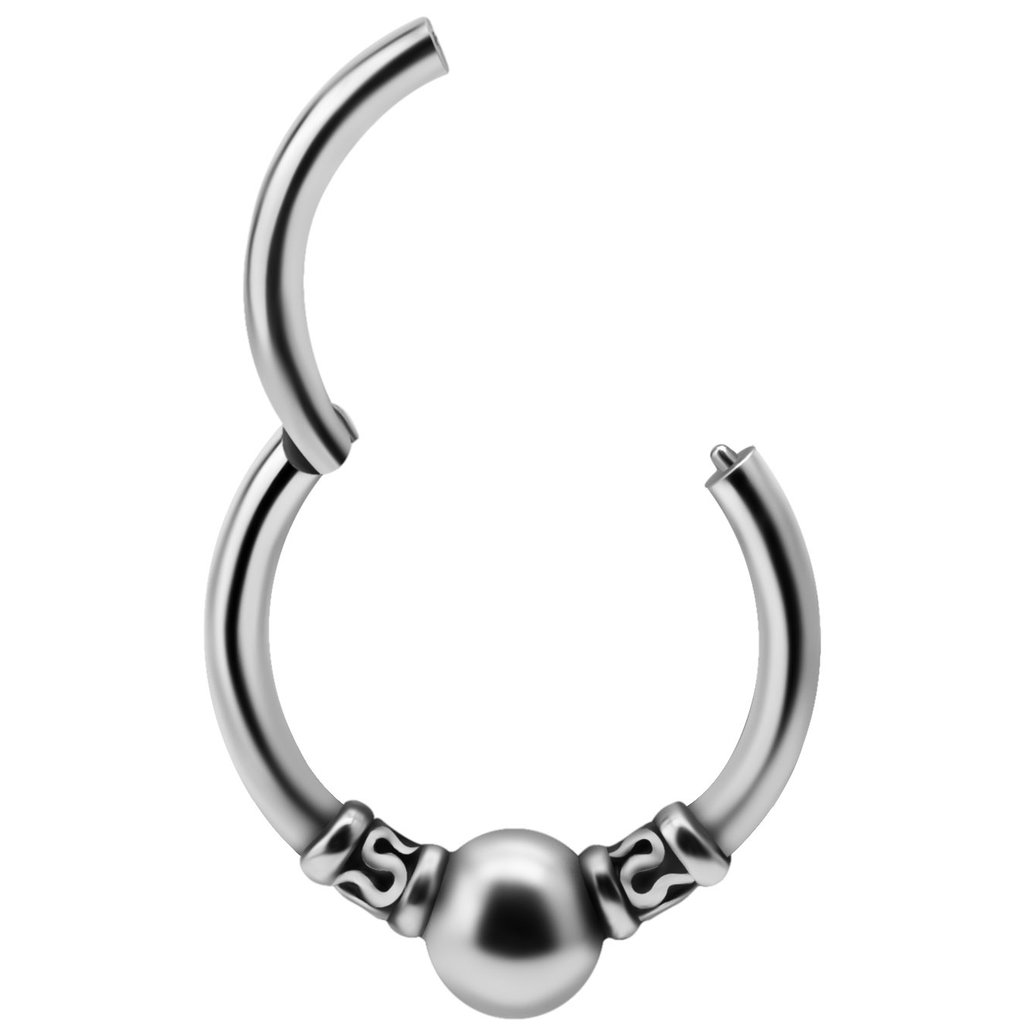 Surgical Steel Click Ring - Tribal - Piercings Works